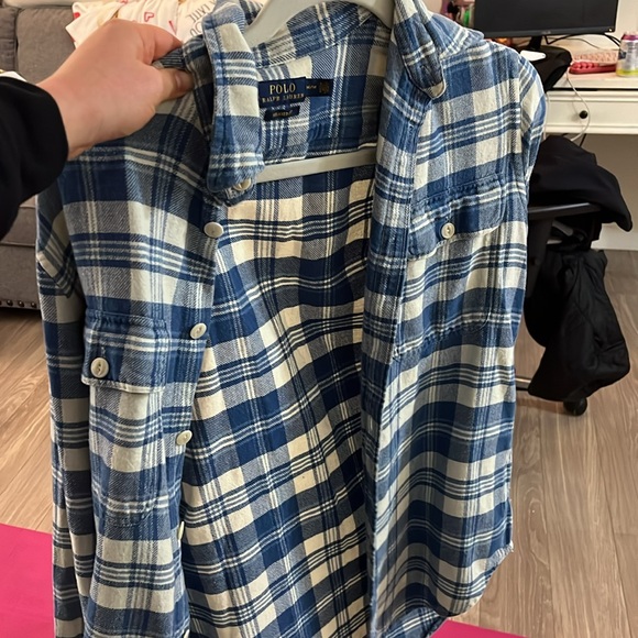 Blue and plaid Ralph Lauren button down! - Picture 4 of 5